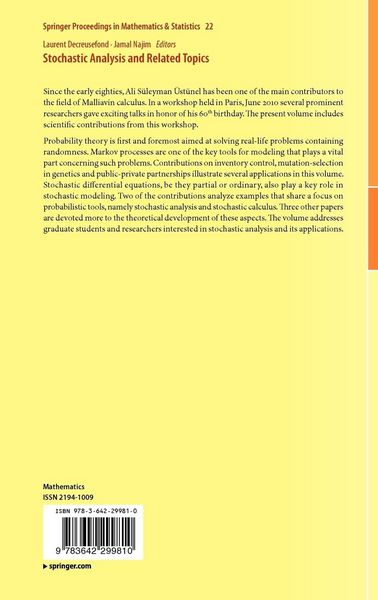 Produktbild: Stochastic Analysis and Related Topics
