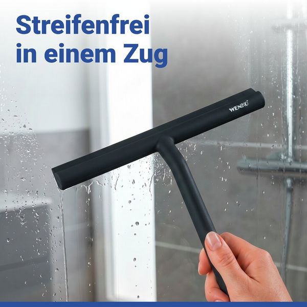 Produktbild: Duschabzieher Mod. Mola Schwarz, aus Edelstahl, ummantelt mit Silikon