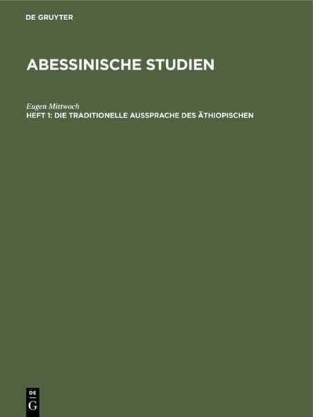 Produktbild: Die traditionelle Aussprache des &Auml;thiopischen