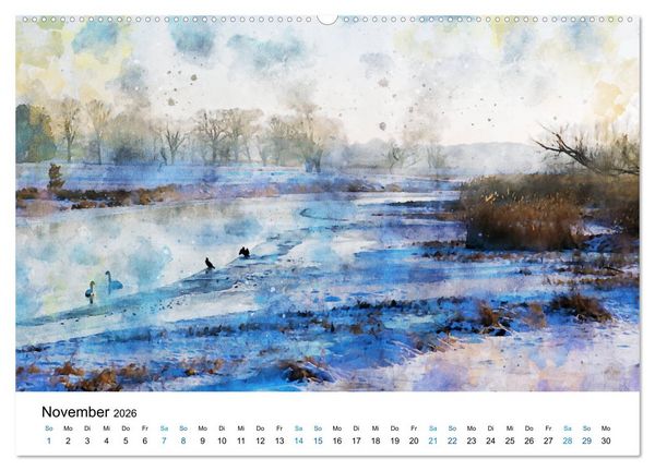 Produktbild: Havelland in Aquarell (Wandkalender 2026 DIN A2 quer), CALVENDO Monatskalender