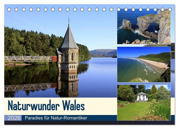 Produktbild: Naturwunder Wales (Tischkalender 2026 DIN A5 quer), CALVENDO Monatskalender