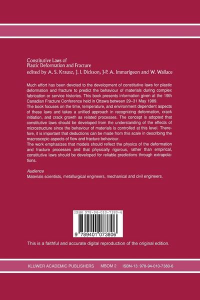 Produktbild: Constitutive Laws of Plastic Deformation and Fracture