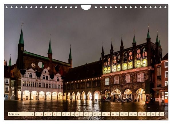 Produktbild: L&uuml;beck bei Nacht (Wandkalender 2026 DIN A4 quer), CALVENDO Monatskalender