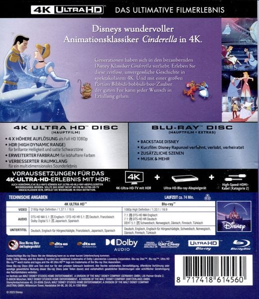 Produktbild: Cinderella (4K Ultra HD) (+ Blu-ray)