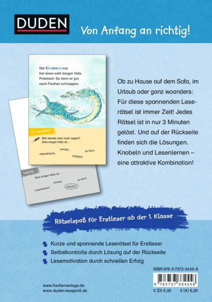 Produktbild: Duden Leseprofi &ndash; 3-Minuten-Leser&auml;tsel f&uuml;r Erstleser: Vorsicht, Dinos!
