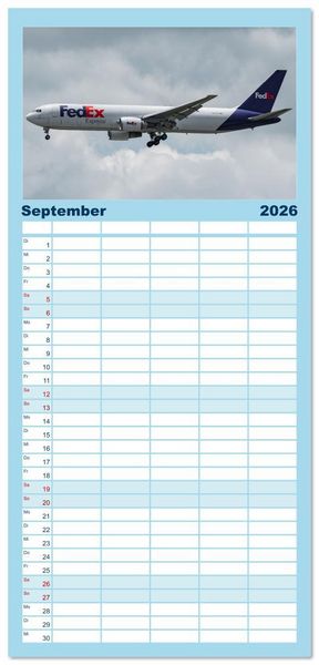 Produktbild: Familienplaner 2026 - Flieger von Boeing mit 5 Spalten (Wandkalender, 21 x 45 cm) CALVENDO