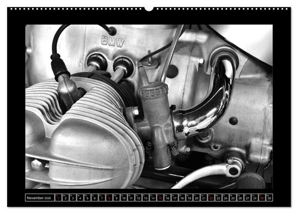 Produktbild: BMW R69S in schwarzweiss (Wandkalender 2026 DIN A2 quer), CALVENDO Monatskalender