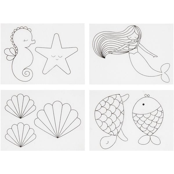 Produktbild: Creativ Company Plastikschrumpfplatten mit Motiven, Meerjungfrau, Blatt 10,5x14,5 cm, Dicke 0,3 mm, Matt transparent, 4 Blatt