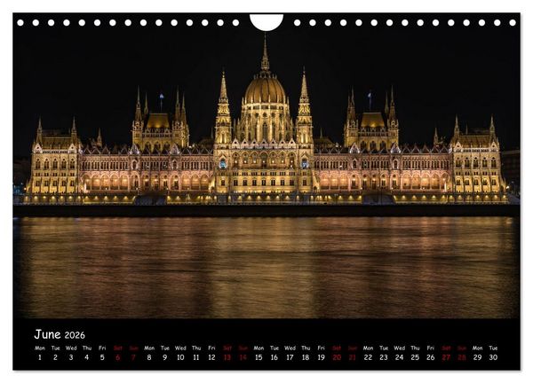 Produktbild: Danube River Nightlights (Wall Calendar 2026 DIN A4 landscape), CALVENDO 12 Month Wall Calendar