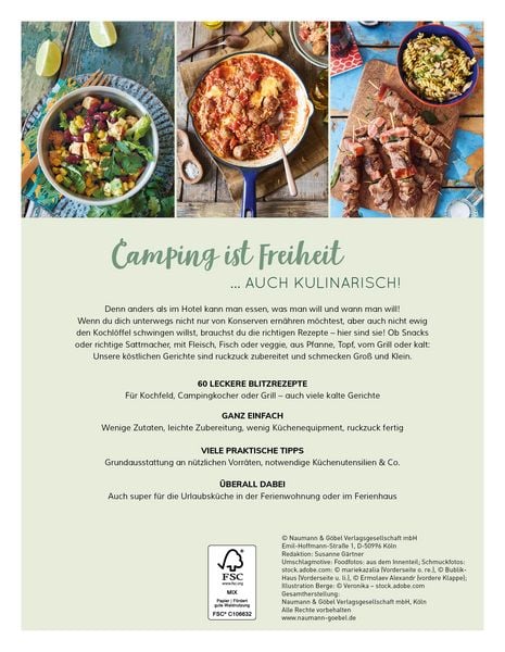 Produktbild: Camping-Blitzrezepte &bull; 60 Gerichte f&uuml;r einen entspannten Urlaub