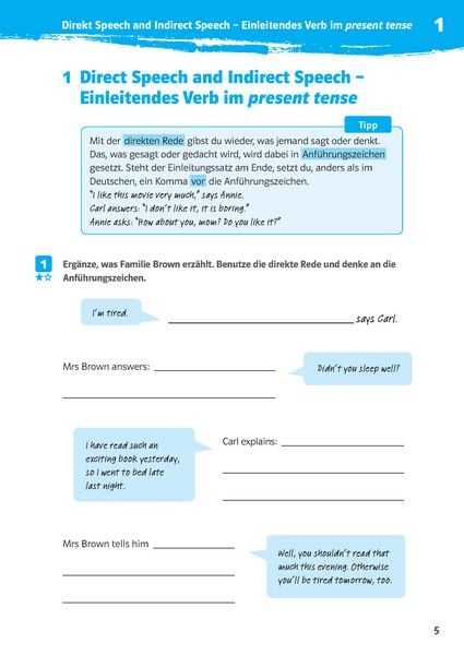 Produktbild: Klett 10-Minuten-Training Englisch Direct Speech - Indirect Speech 7./8. Klasse