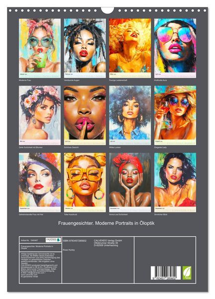 Produktbild: Frauengesichter. Moderne Portraits in &Ouml;loptik (Wandkalender 2026 DIN A3 hoch), CALVENDO Monatskalender