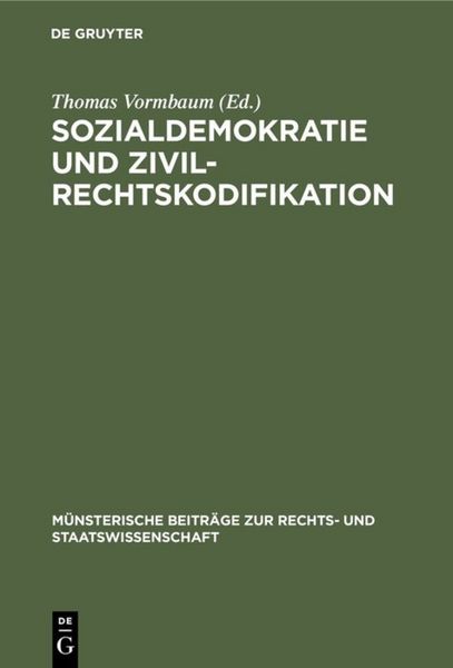 Produktbild: Sozialdemokratie und Zivilrechtskodifikation
