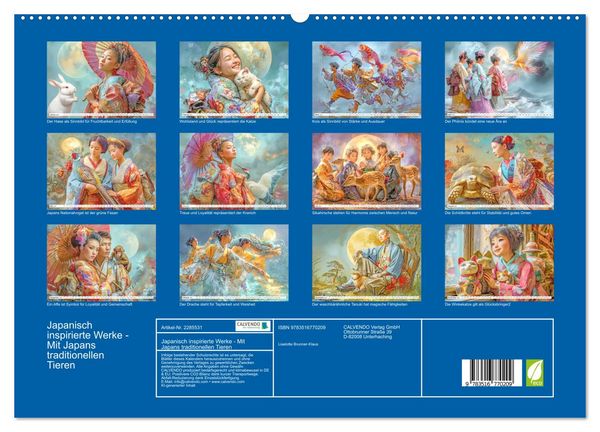 Produktbild: Japanisch inspirierte Werke - Mit Japans traditionellen Tieren (hochwertiger Premium Wandkalender 2027 DIN A2 quer), Kunstdruck in Hochglanz