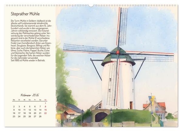 Produktbild: Deutschlands sch&ouml;nste Windm&uuml;hlen (hochwertiger Premium Wandkalender 2026 DIN A2 quer), Kunstdruck in Hochglanz