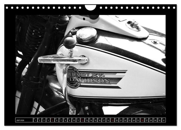 Produktbild: Harley Davidson WLA 750 in Schwarzweiss (Wandkalender 2026 DIN A4 quer), CALVENDO Monatskalender