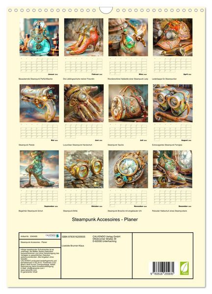 Produktbild: Steampunk Accesoires - Planer (Wandkalender 2026 DIN A3 hoch), CALVENDO Monatskalender