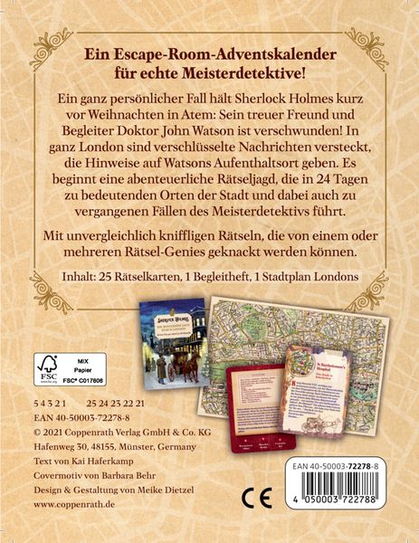 Produktbild: Sherlock Holmes, Krimi-Escape-AdventsSchachtelspiel