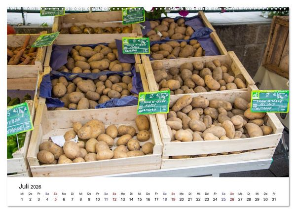 Produktbild: March&eacute; hebdomadaire - Ein Rundgang &uuml;ber einen franz&ouml;sischen Wochenmarkt (Wandkalender 2026 DIN A2 quer), CALVENDO Monatskalender