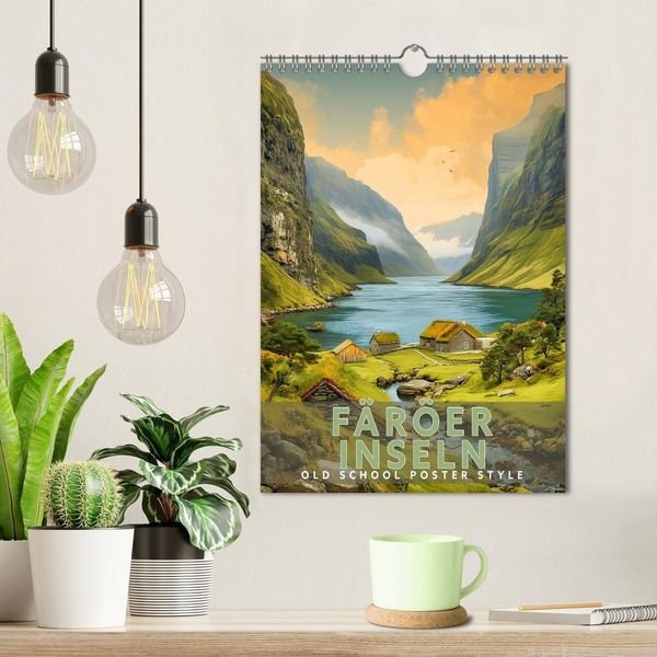 Produktbild: F&auml;r&ouml;er Inseln - Old School Poster Style (Wandkalender 2027 DIN A4 hoch), CALVENDO Monatskalender