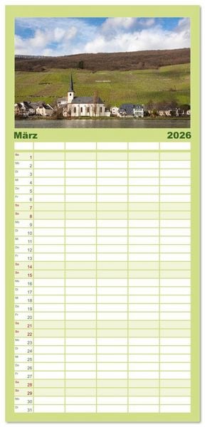 Produktbild: Familienplaner 2026 - Moselansichten mit 5 Spalten (Wandkalender, 21 x 45 cm) CALVENDO