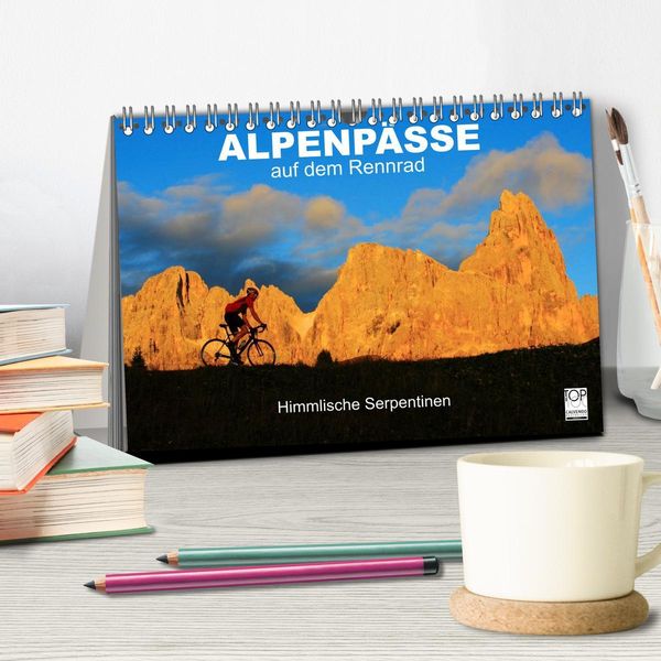 Produktbild: Alpenp&auml;sse auf dem Rennrad "Himmlische Serpentinen" (Tischkalender 2026 DIN A5 quer), CALVENDO Monatskalender