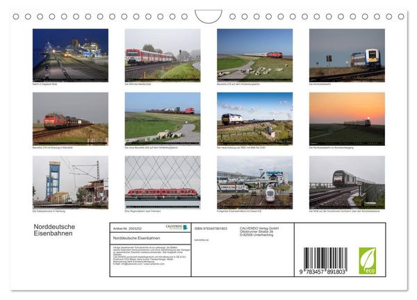 Produktbild: Norddeutsche Eisenbahnen (Wandkalender 2026 DIN A4 quer), CALVENDO Monatskalender