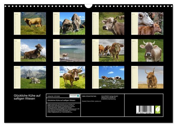 Produktbild: Gl&uuml;ckliche K&uuml;he auf saftigen Wiesen (Wandkalender 2026 DIN A3 quer), CALVENDO Monatskalender