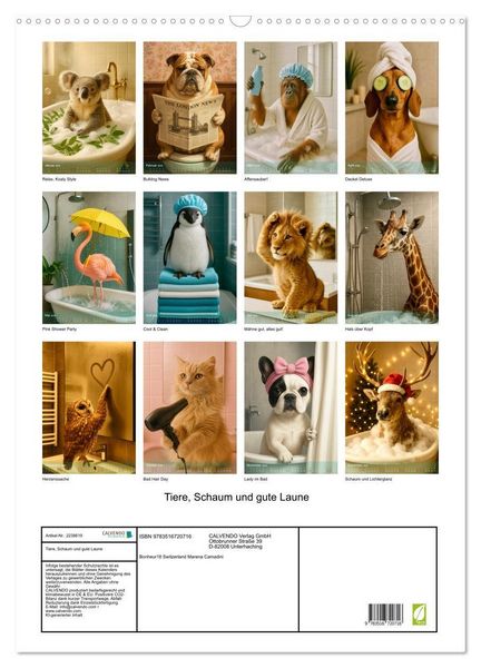 Produktbild: Tiere, Schaum und gute Laune (Wandkalender 2026 DIN A2 hoch), CALVENDO Monatskalender