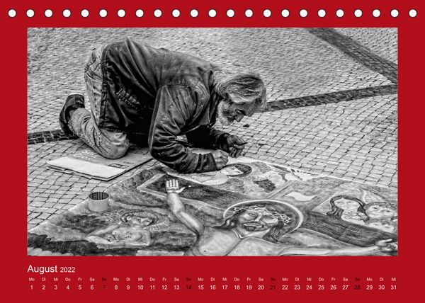 Produktbild: Stra&szlig;enk&uuml;nstler. Impressionen in schwarz-wei&szlig; (Tischkalender 2022 DIN A5 quer)
