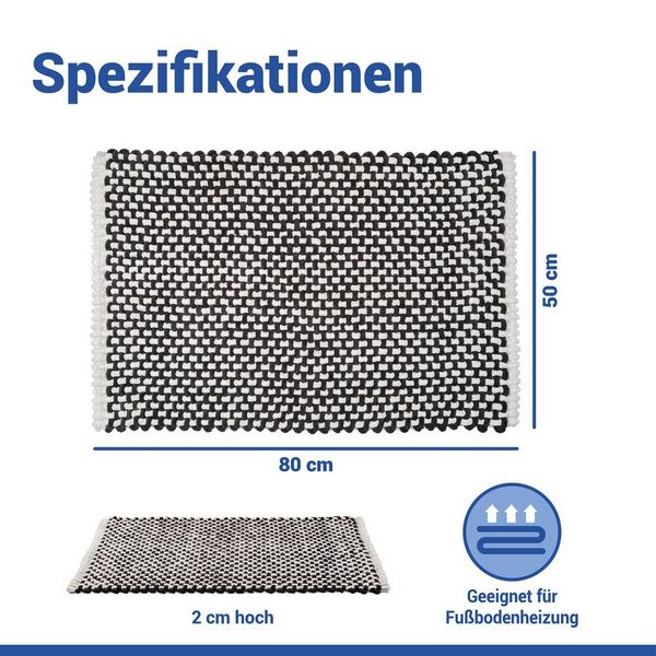Produktbild: Badteppich Mod. Covelo Wei&szlig;-Anthrazit, 50 x 80 cm, rutschfest und waschbar bis 30 &deg;C