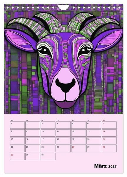 Produktbild: Farbenfrohe Tiermalerei (Wandkalender 2027 DIN A4 hoch), CALVENDO Monatskalender