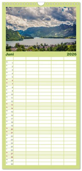 Produktbild: Familienplaner 2026 - Seen - Berge - Salzkammergut mit 5 Spalten (Wandkalender, 21 x 45 cm) CALVENDO