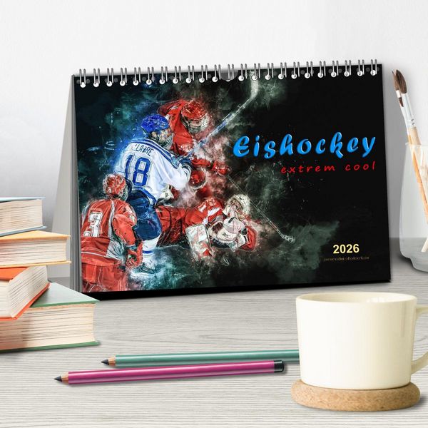 Produktbild: Eishockey - extrem cool (Tischkalender 2026 DIN A5 quer), CALVENDO Monatskalender
