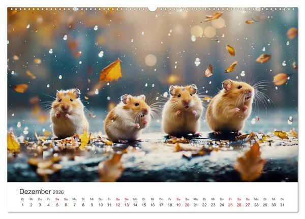 Produktbild: Wild und flauschig - Hamster - Abenteuer in freier Natur (hochwertiger Premium Wandkalender 2026 DIN A2 quer), Kunstdruck in Hochglanz