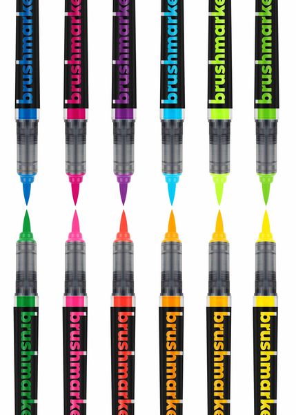 Produktbild: KARIN Marker Brushmarker PRO Neon Colours, 12er Set mit je 2,4 ml