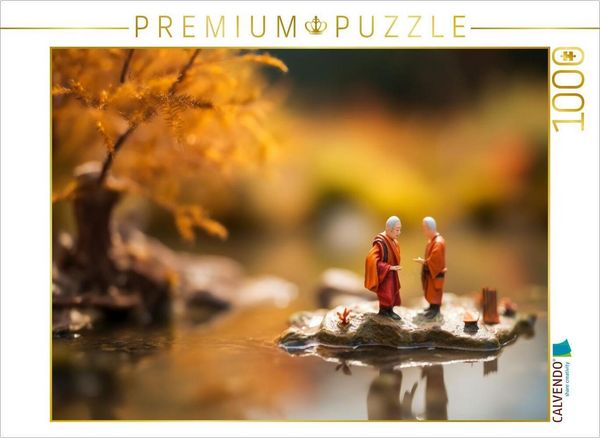CALVENDO Puzzle Miniatur Mönche in Thailand auf einer Insel | 1000 Teile Lege-Größe 64x48cm Foto-Puzzle für glückliche Stunden