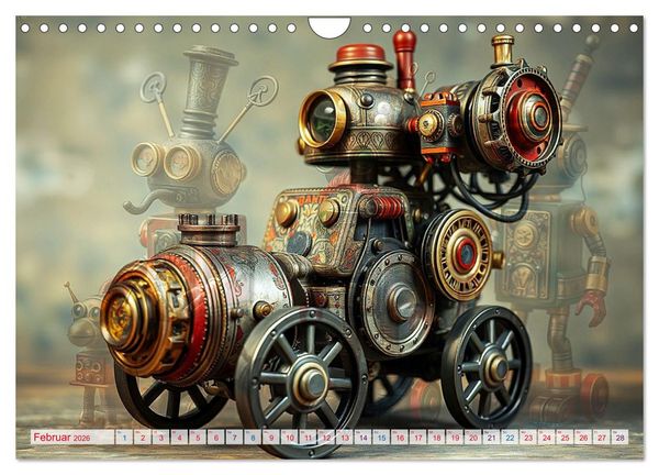 Produktbild: Mechanische Wunderwelten - Ein Jahr mit Steampunk Toys (Wandkalender 2026 DIN A4 quer), CALVENDO Monatskalender