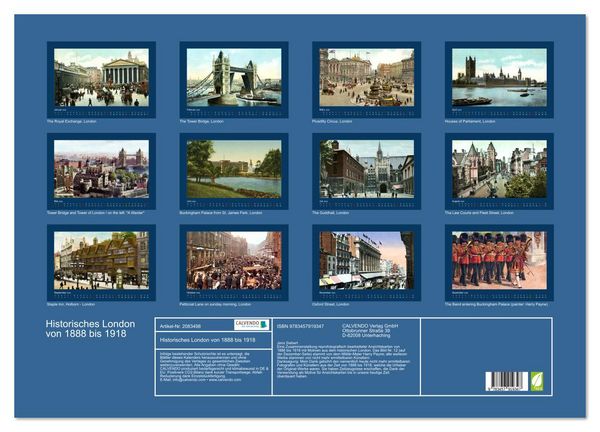 Produktbild: Historisches London von 1888 bis 1918 (Wandkalender 2026 DIN A2 quer), CALVENDO Monatskalender