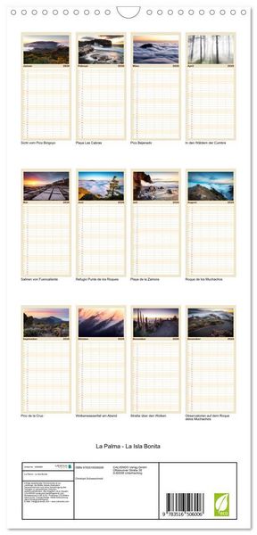 Produktbild: Familienplaner 2026 - La Palma - La Isla Bonita mit 5 Spalten (Wandkalender, 21 x 45 cm) CALVENDO