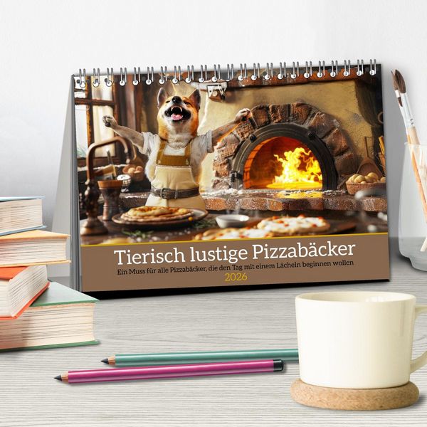 Produktbild: Tierisch lustige Pizzab&auml;cker (Tischkalender 2026 DIN A5 quer), CALVENDO Monatskalender