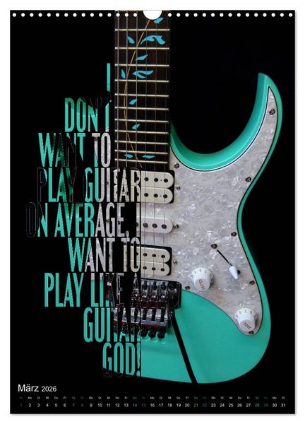 Produktbild: Rockgitarren Textposter (Wandkalender 2026 DIN A3 hoch), CALVENDO Monatskalender
