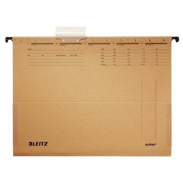 LEITZ Hängetaschen Alpha natronbraun DIN A4 10 Stück seitlicher Verschluß mit Frosch