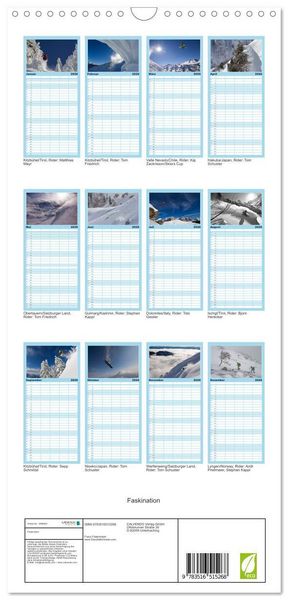 Produktbild: Familienplaner 2026 - Faskination mit 5 Spalten (Wandkalender, 21 x 45 cm) CALVENDO
