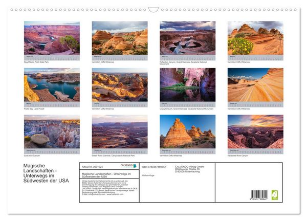 Produktbild: Magische Landschaften - Unterwegs im S&uuml;dwesten der USA (Wandkalender 2026 DIN A2 quer), CALVENDO Monatskalender