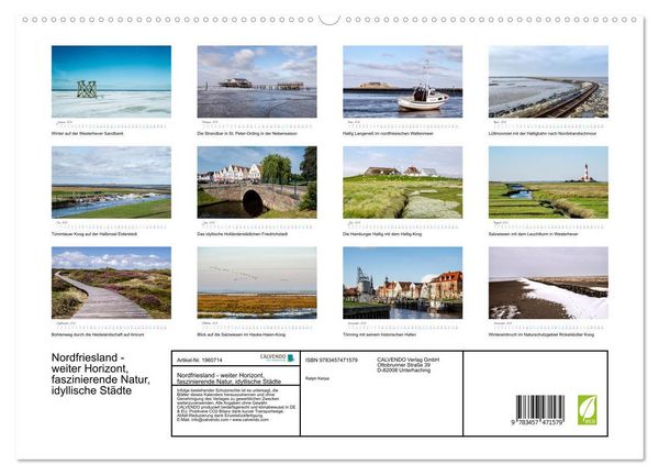 Produktbild: Nordfriesland - weiter Horizont, faszinierende Natur, idyllische St&auml;dte (hochwertiger Premium Wandkalender 2026 DIN A2 quer), Kunstdruck in Hochglanz