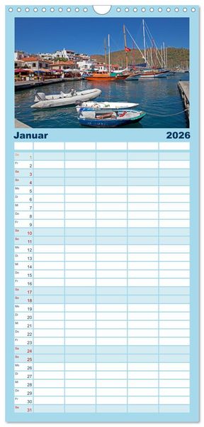 Produktbild: Familienplaner 2026 - Sommer an der T&uuml;rkischen &Auml;g&auml;is mit 5 Spalten (Wandkalender, 21 x 45 cm) CALVENDO