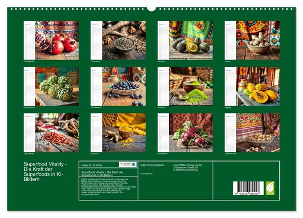Produktbild: Superfood Vitality - Die Kraft der Superfoods in KI-Bildern (hochwertiger Premium Wandkalender 2027 DIN A2 quer), Kunstdruck in Hochglanz