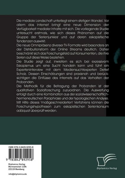 Produktbild: Eskapismus durch Serienkonsum: Der Einfluss von Online Streams auf suchtartiges Verhalten