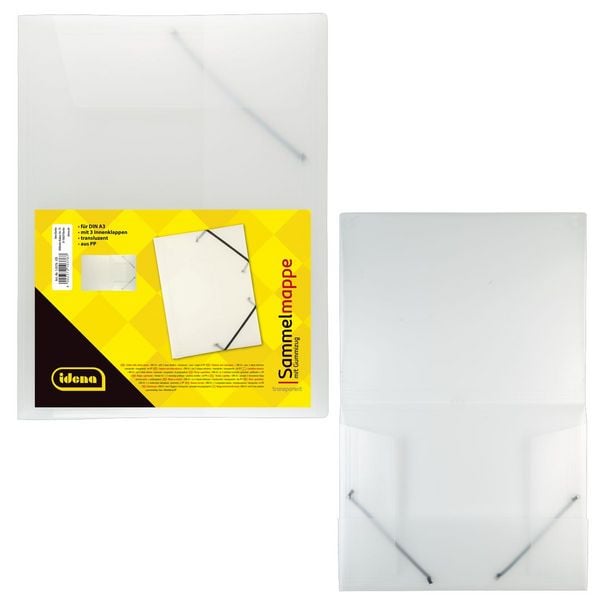 Idena Sammelmappe PP mit Gummizug transluzent weiß DIN A3